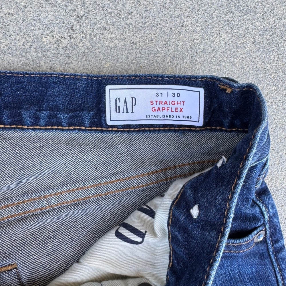 Gap Straight Gapflex Jeans Mens 31x30 Dark Wash Blue Denim Pants - Picture 2 of 10